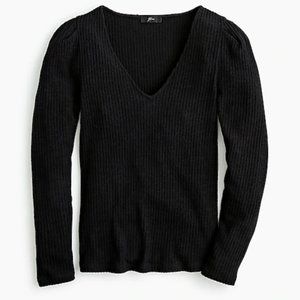 J.Crew, M, Puff-sleeve V-neck top in soft rib Puff-sleeve V-neck, NWT